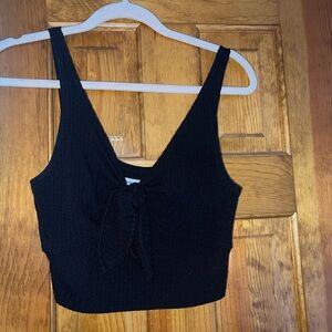 Abercrombie & Fitch Black Tie-Front Crop Top